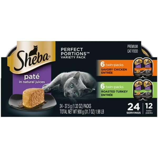 Sheba Wet Cat Food for Adult Cat Pate Variety Pack, Savory Chicken