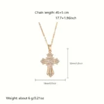 A single-piece white gold cross necklace with a vintage-style pendant, this fashionable choker is suitable for everyday wear, pa - Image 2