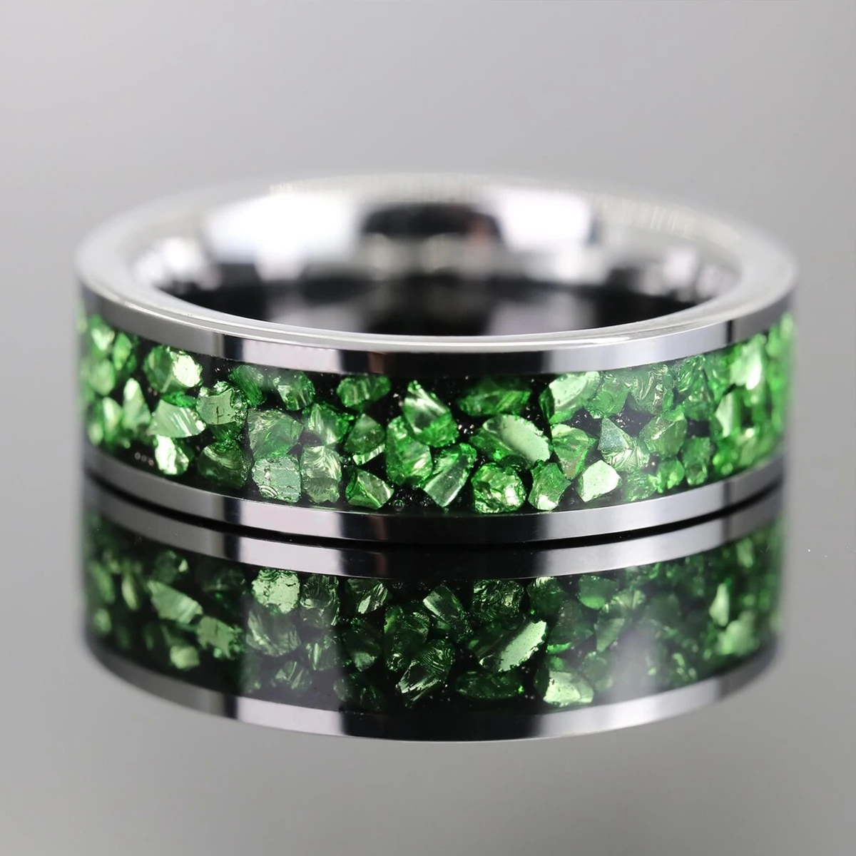 kf-A601d5b5ab16a49f8937797d5cffc6beeO 6MM Green Crystal tungsten ring for man anillos bague homme pareja de compromiso fashion jewelry wedding bands engagement rings - Image 1