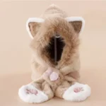 2-10Y Youngsters Cat Paw Embroidery Hat and Scarf Combo Pullover Cute Cat Ear Winter Plush Thickened Ear Neck Protection Warm - Image 2