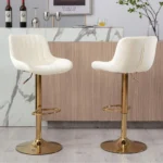 Modern Velvet Swivel Bar Stools Set of 2 - Adjustable Counter Height Chairs with Backs for Kitchen Home Decor - Image 2