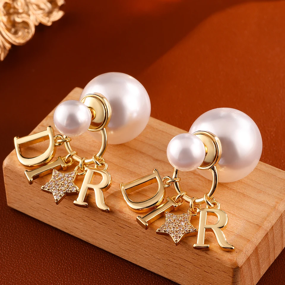 kf-S105b5cba9af0409f9b13add1e3e48e67N Elegant Business Pearl & Star Stud Earrings for Women Fashionable Travel Banquet Party Jewelry Accessory - Image 1