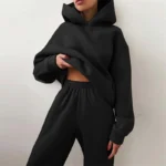 Women's Tracksuit Suit Autumn Fashion Warm Hoodie Sweatshirts Two Pieces Oversized Solid Casual Hoody Pullovers Long Pant Sets - Image 3