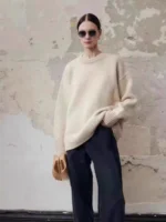 European goods high-end 100 pure cashmere sweater female autumn and winter new loose thick soft waxy senior feeling - Image 4
