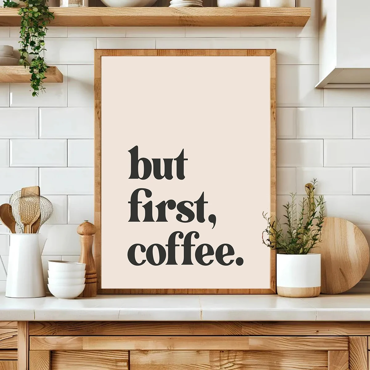 kf-S20e29ee20af34d0ab8d29e148802e7e1i.webp "But First, Drink Coffee" Print Poster, Modern Minimalist Letter Canvas Painting for Coffee Corner Wall Art Home Decor-unframed - Image 1