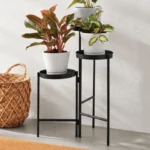 Black Metal 3 Tier Plant Stand Indoor Outdoor Flower Display Storage Rack Collapsible Design Durable Iron Construction Elegant - Image 2