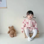 Autumn Winter Newborn Baby Girl Clothes Knit Embroidered Love Suit Long Sleeve Cardigan+Jumpsuit Children 2Pcs Knit Clothing Set - Image 2