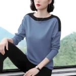 2024 Autumn New Fashion T Shirt Woman O Neck Long Sleeve Plus Size T-shirt Woman European Style Women Oversized Patchwork Shirts - Image 6