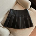 MEXZT S-3XL Y2K Pu Leather Mini Skirts Women Streetwear High Waist Pleated Skirt Vintage Korean Black Slim Casual A Line Skirts - Image 6
