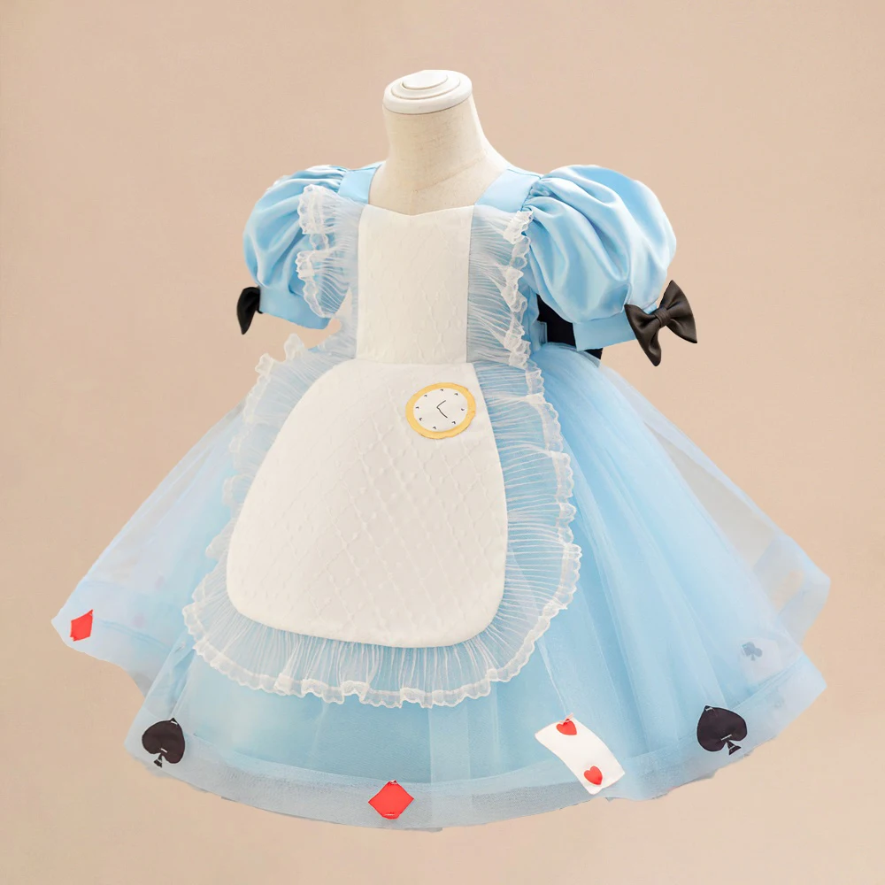 kf-S4cd0477cf6ea4b5ca3e2de64dcf2cbb16 Baby Alice Princess Girls Dresses Kids Blue Lolita Maid Birthday Party Palace Dress Vintage Toddler Wedding Poker Tutu Prom Gown - Image 1