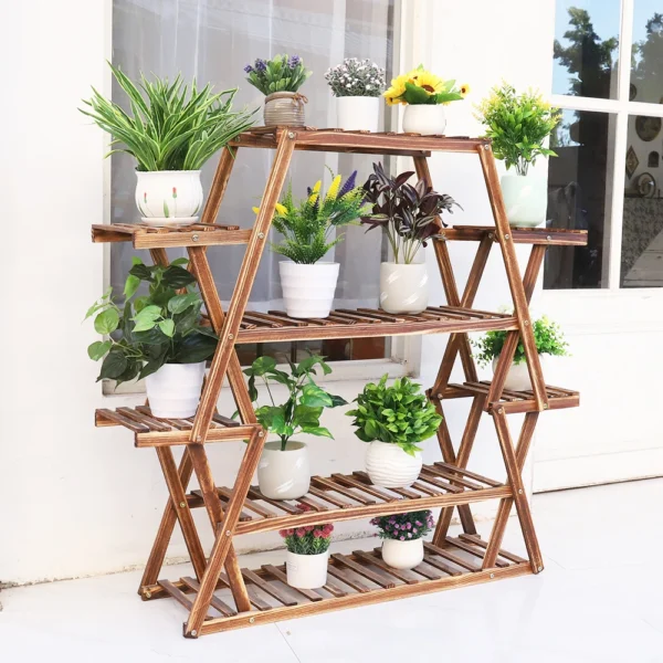Extra Large Multi Tier Wood Flower Rack Plant Stand Bonsai Shelf Indoor Outdoor