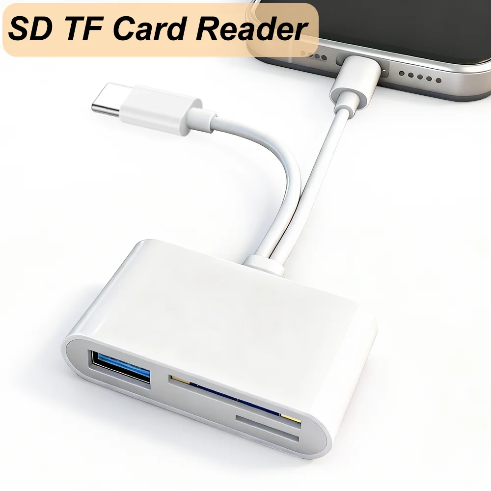 kf-S556d37e8296642cebe823545b40296eaH 5-in-1 USB 3.0 Type-C SD TF CF Card Reader for iPhone 14 15 16 iPad MacBook Android Huawei Laptop OTG Adapter No APP Requires - Image 1