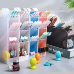 4Grid Macaron Color Oblique Insertion Desktop Organizer Pen Holder Pencil Makeup Brush Storage Box School Stationery - Image 2