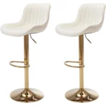 Modern Velvet Swivel Bar Stools Set of 2 - Adjustable Counter Height Chairs with Backs for Kitchen Home Decor