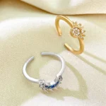 FTCY Adjustable Sparkling Moon Sun Star Ring for Women Couple Elegant Finger Ring Wedding Party Jewelry Gifts Accessories - Image 4