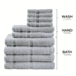 10pcs Bath Towel Set 4pcs Bath Towels&2pcs Hand Towels&4pcs Washcloths Solid Color Cotton Towels Absorbent Quick-drying - Image 5
