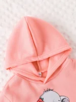 Spring Autumn Baby Girl Cartoon Elephant Print Fleece Sweatshirt Random Print Long Pants Cute Two-Piece Set for Toddlers - Image 3