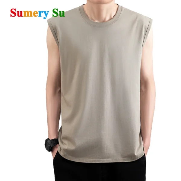 Tank Tops Men 2025 Summer 100% High Quilty Cotton Cool Fitness Vest Outdoor Sleeveless Tops Gym Slim Casual Undershirt Male New