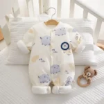 Somenie Newborn Baby Onesie Thickened Winter Pure Cotton Baby Bodysuit Warm Cotton Winter Cute Printed Boys Girls Onesie - Image 4