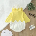 Infant Boys Girls Cosplay Cute Chicken Costume Winter Warm Hooded Jumpsuit Toddler Fleece Long Sleeve Rompers Bodysuits Clothes - Image 2