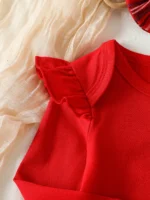 3Pcs Autumn Christmas Newborn Infant Baby Girl Clothes Sets Knit Red Romper Deer Plaid Skirts Outfits Costume 0-1Y +Headband - Image 3