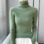 100% Merino Wool Long-sleeved Turtleneck Pullover Women's Autumn Winter Slim Sweater Basic Women's Clothes Cashmere Sweater