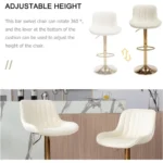 Modern Velvet Swivel Bar Stools Set of 2 - Adjustable Counter Height Chairs with Backs for Kitchen Home Decor - Image 5