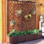 Large Raised Garden Bed Wooden Planter Box with Trellis Vegetable Grow Bed Support Patio Lattice for Outdoor Indoor - Image 3