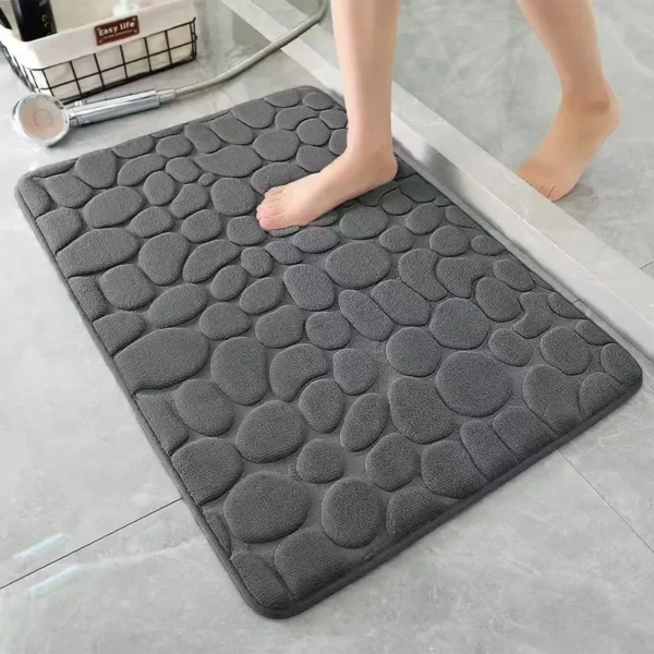 3D Bathroom Anti-slip Mat Pebble Patterned Absorbent Pad Bath Mats Doormat Carpet Cobblestone Embossed Door Floor