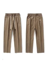 Straight Casual Cargo Pants Men Wide Leg Brown Long Cargo Business Work Trousers Drawstring Baggy Sweatpants Male - Image 6