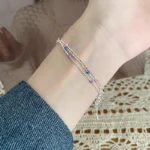 VENTFILLE 925 Sterling Silver Multicolour Bead Bracelet For Women Three Layers Geometry Drip Glaze Versatile Jewelry Dropship
