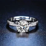 Moissanite Engagement Ring for Women 1 Carat Simulated Diamond Ring Adjustable Size Classic Design Promise Ring Jewelry Gift for - Image 2