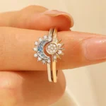 FTCY Adjustable Sparkling Moon Sun Star Ring for Women Couple Elegant Finger Ring Wedding Party Jewelry Gifts Accessories - Image 2
