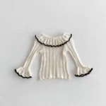 Korean Style New Girls Autumn Sweet Cute Knitted Doll Collar Long Sleeve Top Lace Skirt suit Autumn Baby Jumpsuit suit - Image 5