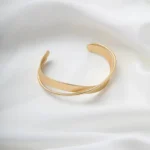 FTCY Geometric Open Bracelet for Women Gold Color Smooth Metal Simple Elegant Bangle Waterproof Trendy Jewelry - Image 2