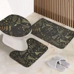 3PCS Golden Botanicals Bath Set, Luxury Floral Bath Mat & Decor, New Home Gift for Women with Elegant Bathroom Ideas - Image 4