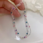 VENTFILLE 925 Sterling Silver Multicolour Bead Bracelet For Women Three Layers Geometry Drip Glaze Versatile Jewelry Dropship - Image 4