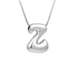 Creative A-Z Balloon Bubble Letter pendant Necklace for Women Silver Plated Chunky Initial Necklaces Jewelry Birthday Gift - Image 6