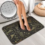 3PCS Golden Botanicals Bath Set, Luxury Floral Bath Mat & Decor, New Home Gift for Women with Elegant Bathroom Ideas - Image 2