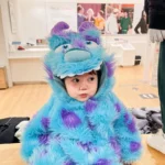 Cute Sully Monster Costume For Kids Halloween Kawaii Outfit Baby Boy Girl Winter Cosplay Clothes Warm Soft Romper Blue Suit - Image 2