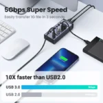 UGREEN USB HUB 7 Ports USB3.0 Splitter 5Gbps with Individual Switch Power Adapter for PC Laptop USB Ports Extender USB-C Docking - Image 5