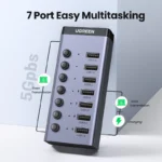 UGREEN USB HUB 7 Ports USB3.0 Splitter 5Gbps with Individual Switch Power Adapter for PC Laptop USB Ports Extender USB-C Docking - Image 2