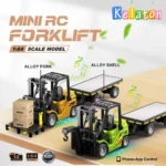 1:64 Bluetooth Remote Control Crane And Forklift two-in-one Desktop Mini Alloy Toy Car With Trailer Christmas Gift In Color Box