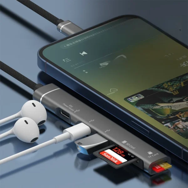 Type C Hub 2.0 with 5 Ports Aluminum Alloy USB 2.0 Hub Type C Splitter Extender for Laptop PC MacBook Pro Surface Pro and Mor