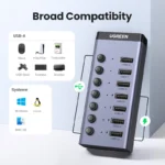 UGREEN USB HUB 7 Ports USB3.0 Splitter 5Gbps with Individual Switch Power Adapter for PC Laptop USB Ports Extender USB-C Docking - Image 6